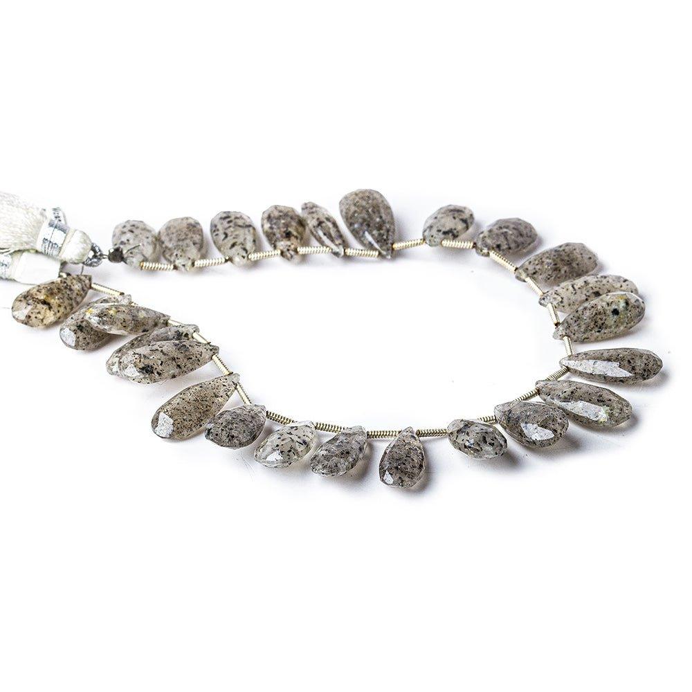 Moss Quartz Beads Faceted 16x7mm average Pears, 8 inch strand, 25 pcs - The Bead Traders
