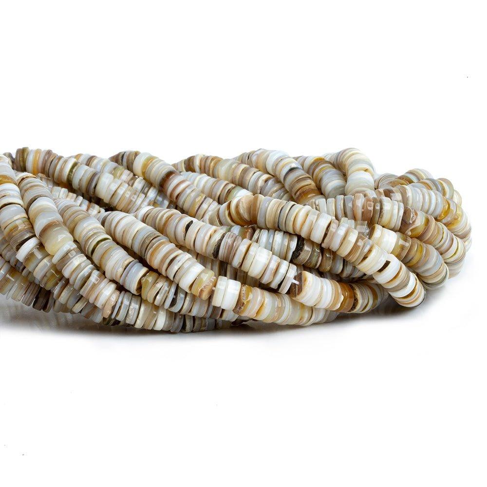 Mother of Pearl Plain Heishi Beads 16 inch 180 pieces - The Bead Traders