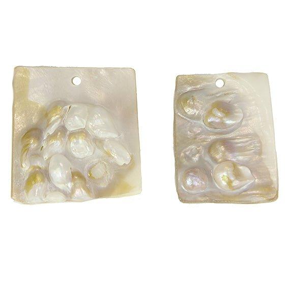 Mother of Pearl Shell Rectangle Pendant 49x42-47x43mm Set of 2 pieces - The Bead Traders