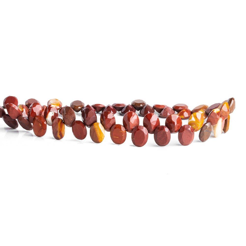 Moukaite Jasper Top Drilled Faceted Ovals 8 inch 50 pieces - The Bead Traders
