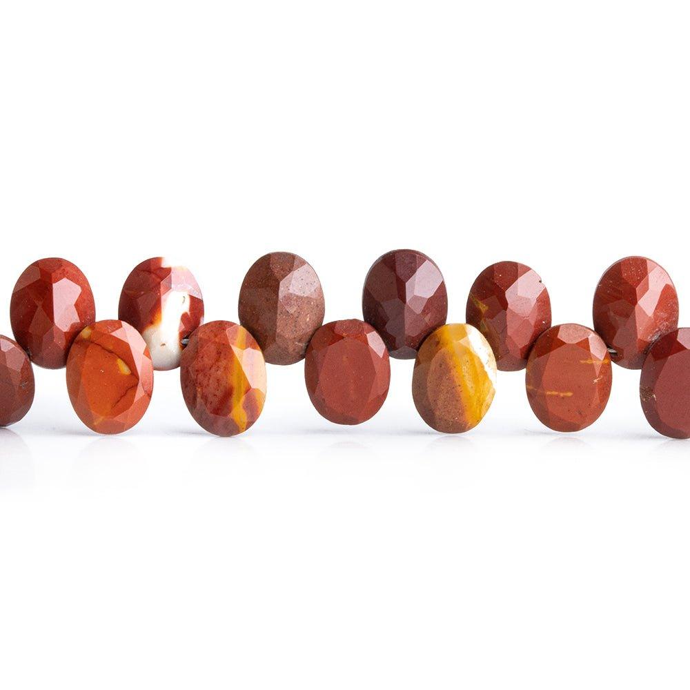 Moukaite Jasper Top Drilled Faceted Ovals 8 inch 50 pieces - The Bead Traders