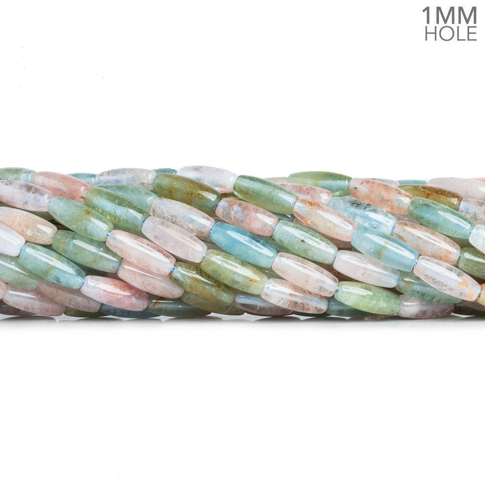Multi Beryl Plain Rice Beads 16 inch 38 pieces - The Bead Traders