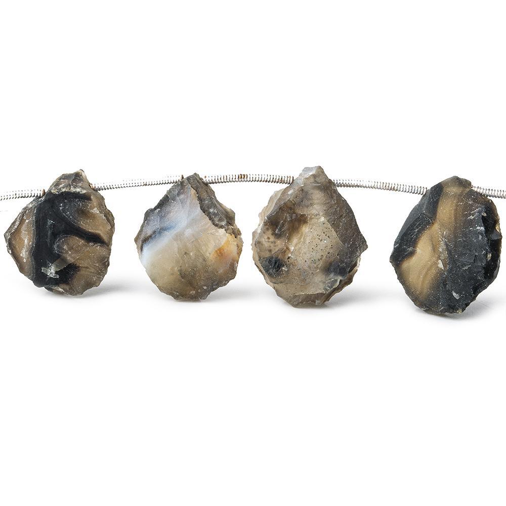 Multi Black & White Agate Tumbled Hammer Faceted Pear Beads 7 inch 11 pieces - The Bead Traders