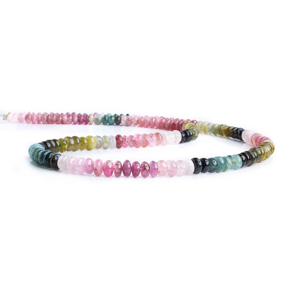 Multi Color Afghani Tourmaline Plain Rondelle Beads 16 inch - The Bead Traders
