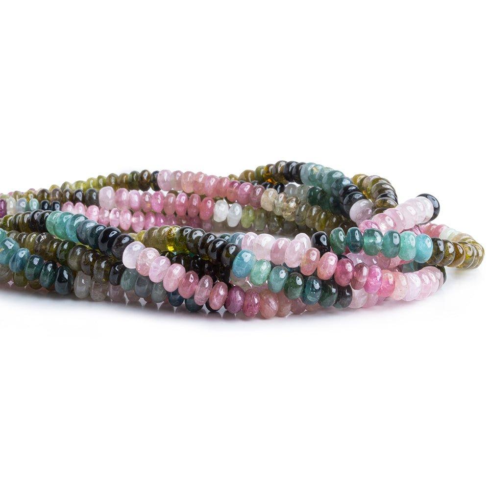 Multi Color Afghani Tourmaline Plain Rondelle Beads 16 inch - The Bead Traders