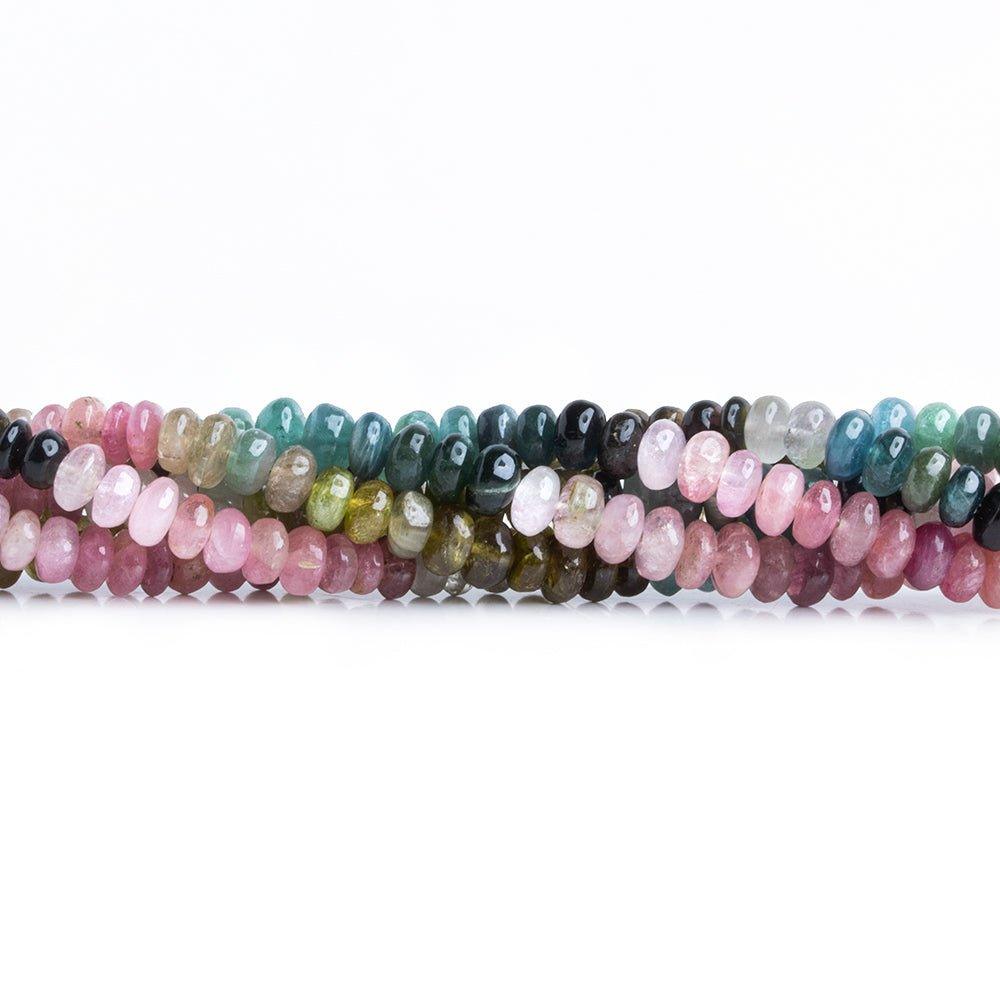 Multi Color Afghani Tourmaline Plain Rondelle Beads 16 inch - The Bead Traders