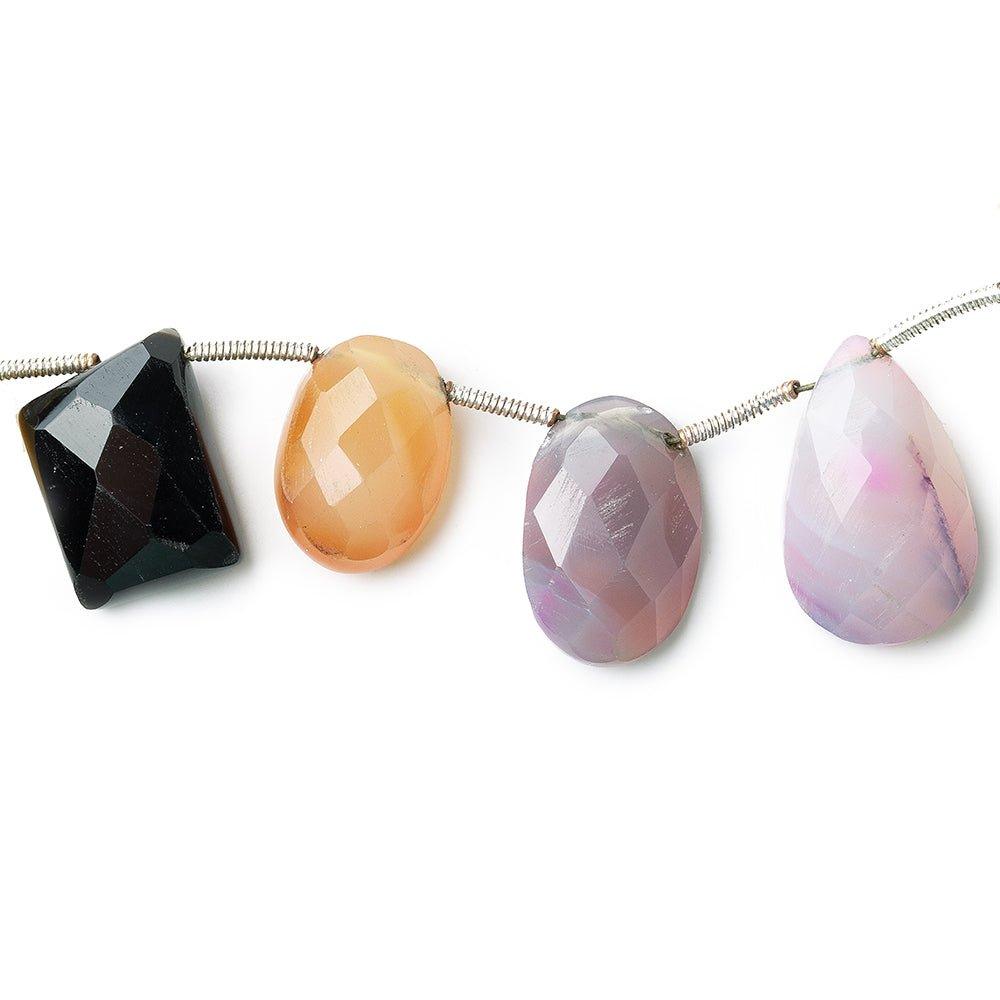 Multi Color Agate & Chalcedony faceted shape assortment 8 inch 12 pieces - The Bead Traders