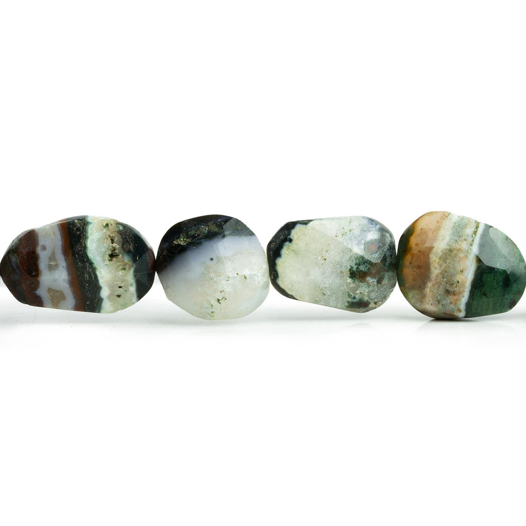 Multi Color Agate Faceted Nuggets 16 inch 18 beads - The Bead Traders