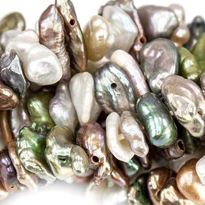 Multi Color Center Drilled Keshi Freshwater Pearls, 5x4mm, 15" length, 152 pcs - The Bead Traders
