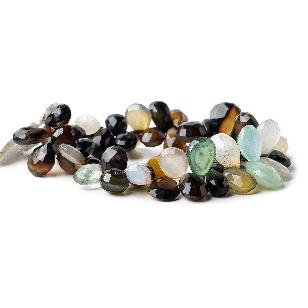 Multi Color Chalcedony faceted pears 7 inch 55 pieces 10x7-15x11mm size range - The Bead Traders