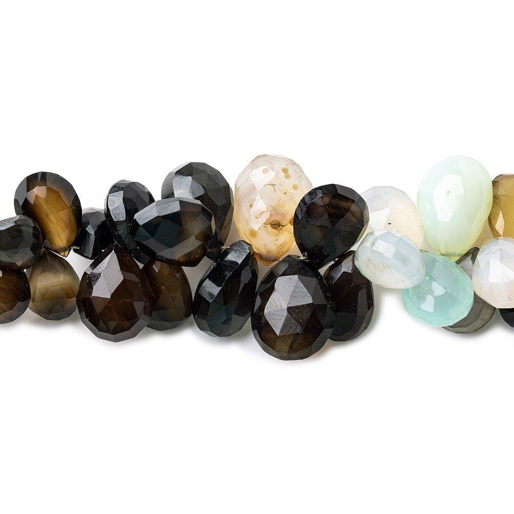 Multi Color Chalcedony faceted pears 7 inch 55 pieces 10x7-15x11mm size range - The Bead Traders