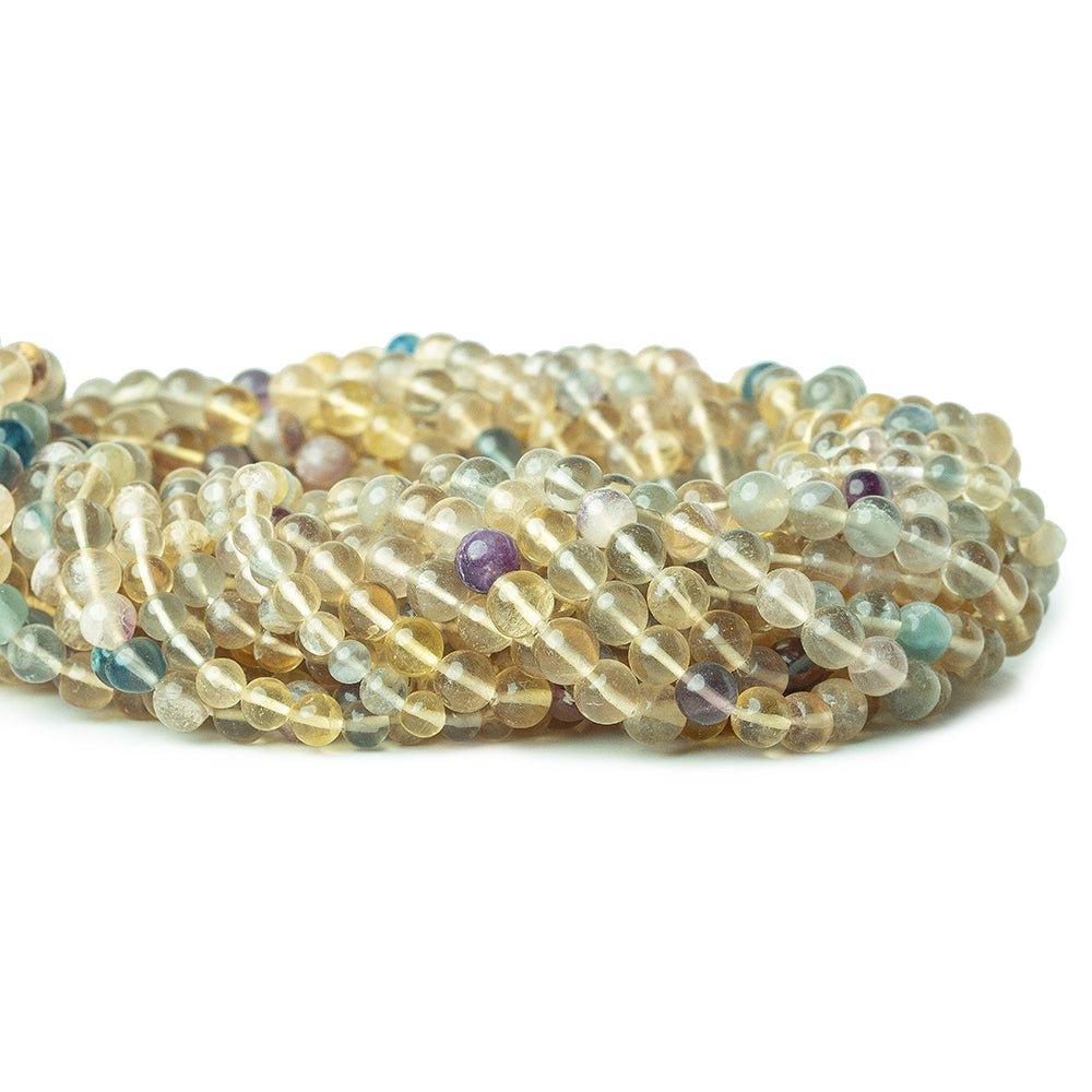 Multi-Color Fluorite Beads Plain 5mm Rounds, 14" length, 65 pcs - The Bead Traders