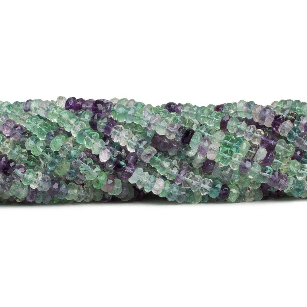 Multi Color Fluorite Handcut Faceted Rondelles 12 inch 120 beads - The Bead Traders