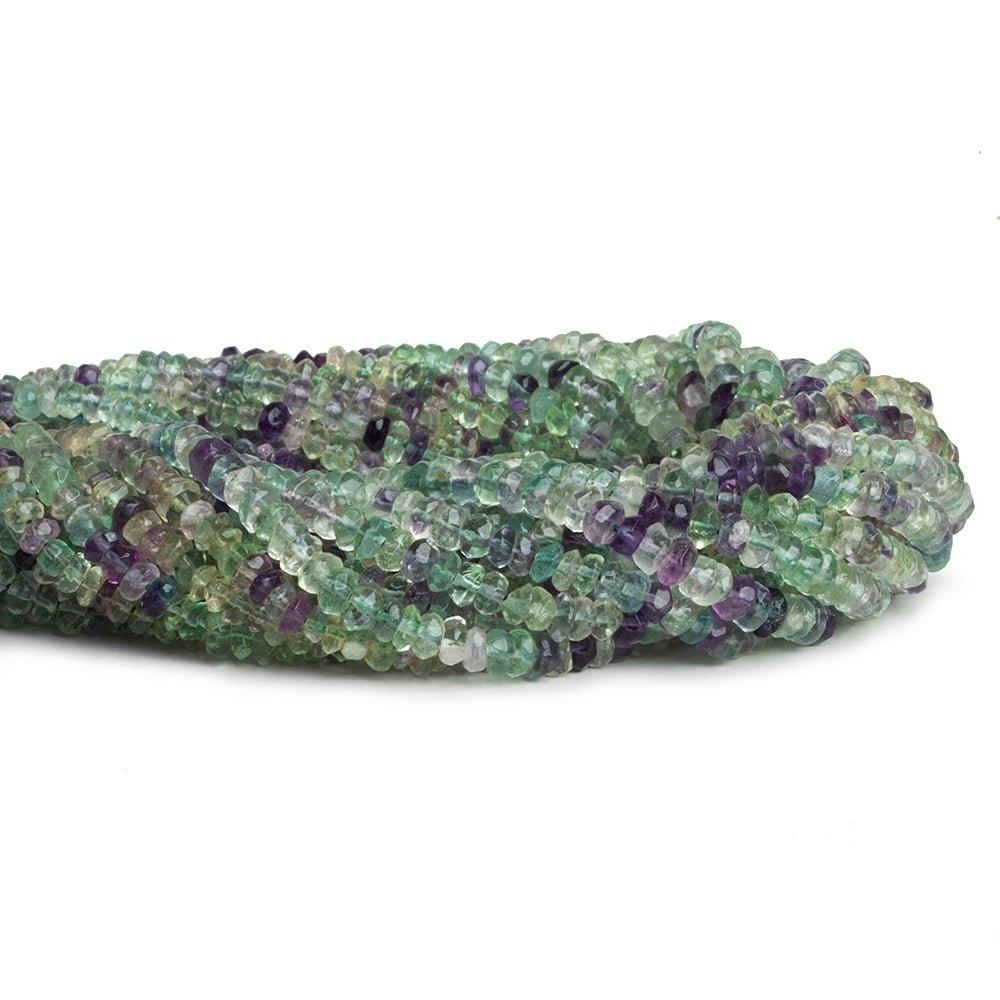 Multi Color Fluorite Handcut Faceted Rondelles 12 inch 135 beads - The Bead Traders