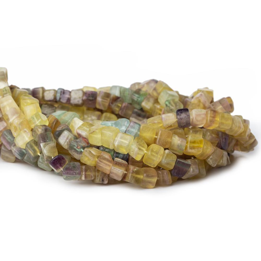 Multi Color Fluorite irregular plain cube beads 13 inch 55 pieces - The Bead Traders