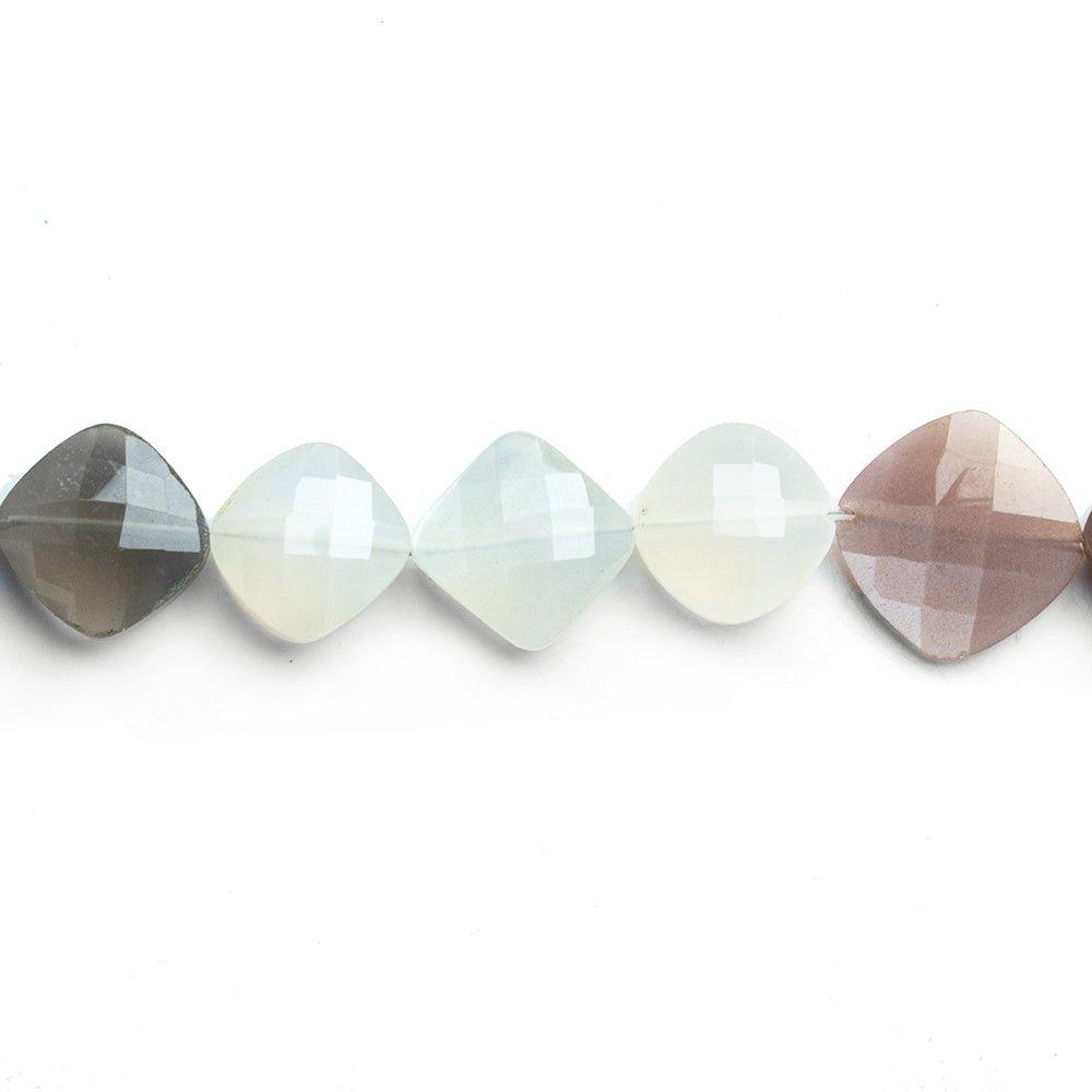 Multi Color Moonstone Faceted Cushion Beads 8 inch 16 pieces - The Bead Traders