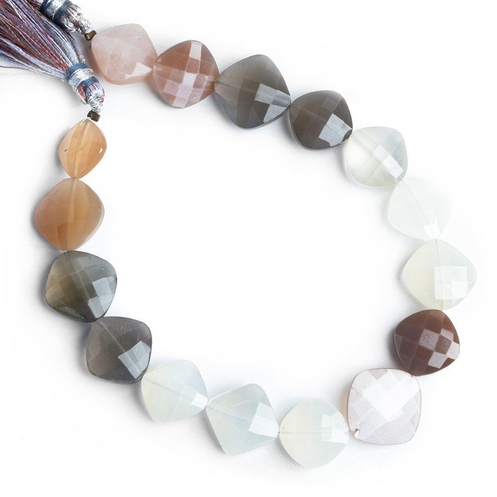 Multi Color Moonstone Faceted Cushion Beads 8 inch 16 pieces - The Bead Traders