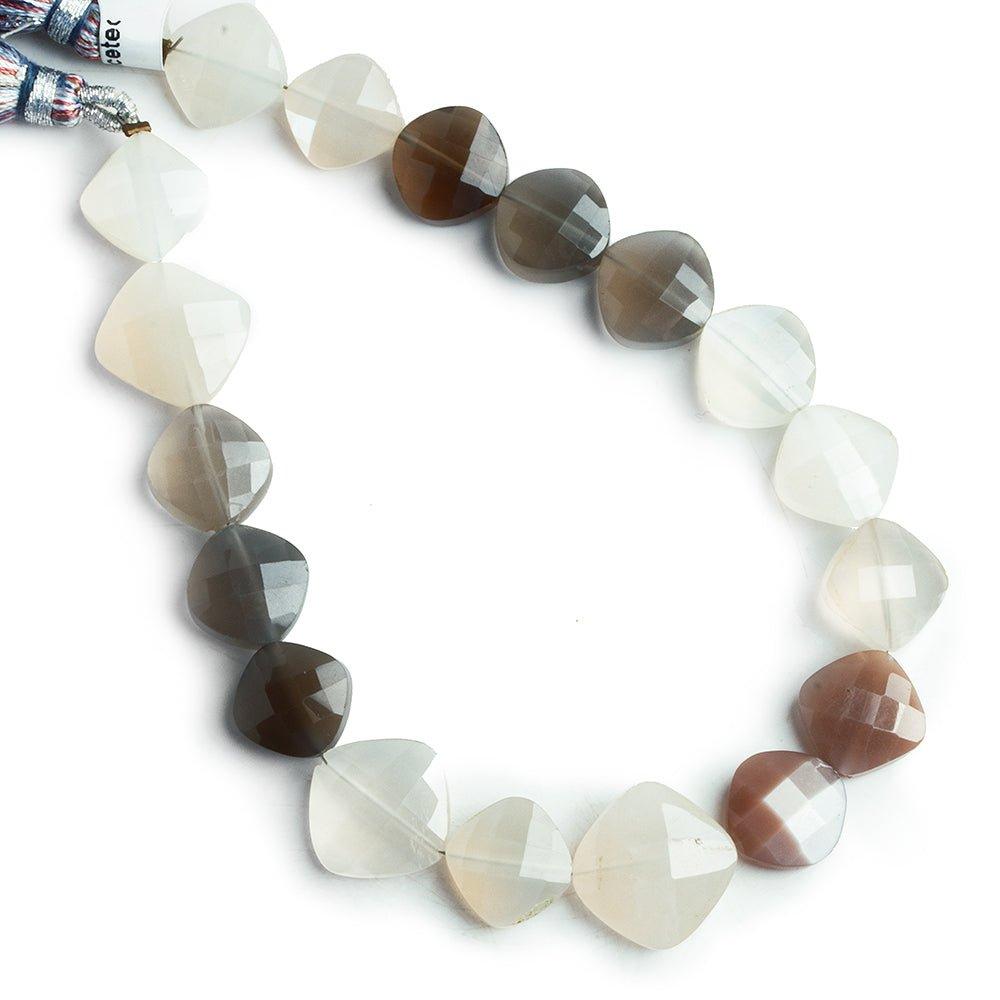 Multi Color Moonstone Faceted Cushion Beads 8 inch 18 pieces - The Bead Traders