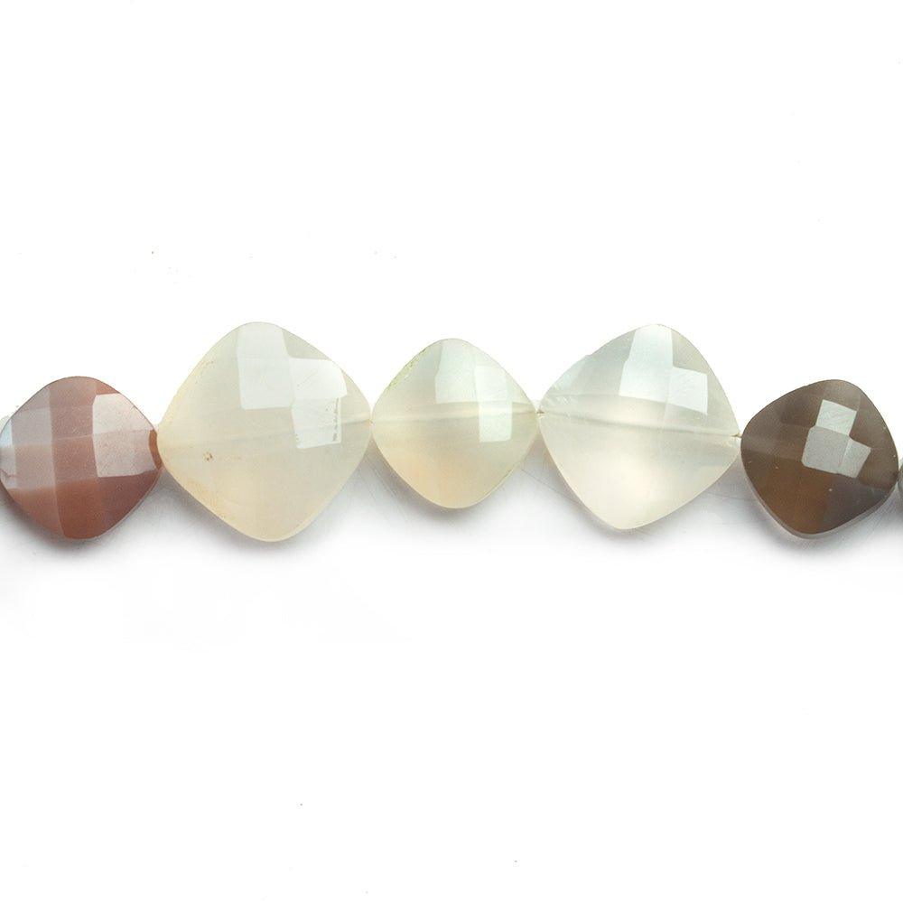 Multi Color Moonstone Faceted Cushion Beads 8 inch 18 pieces - The Bead Traders