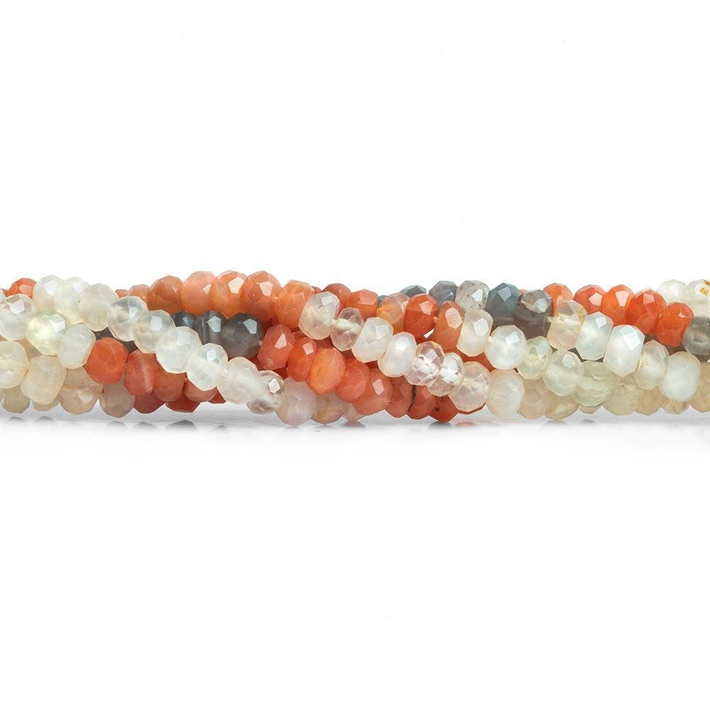Multi Color Moonstone Faceted Rondelle Beads 15 inch 140 pieces - The Bead Traders