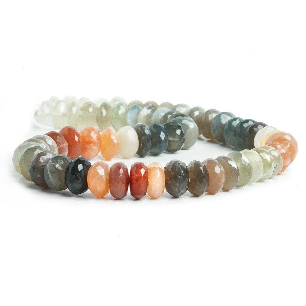 Multi Color Moonstone Faceted Rondelle Beads 15 inch 60 pieces - The Bead Traders