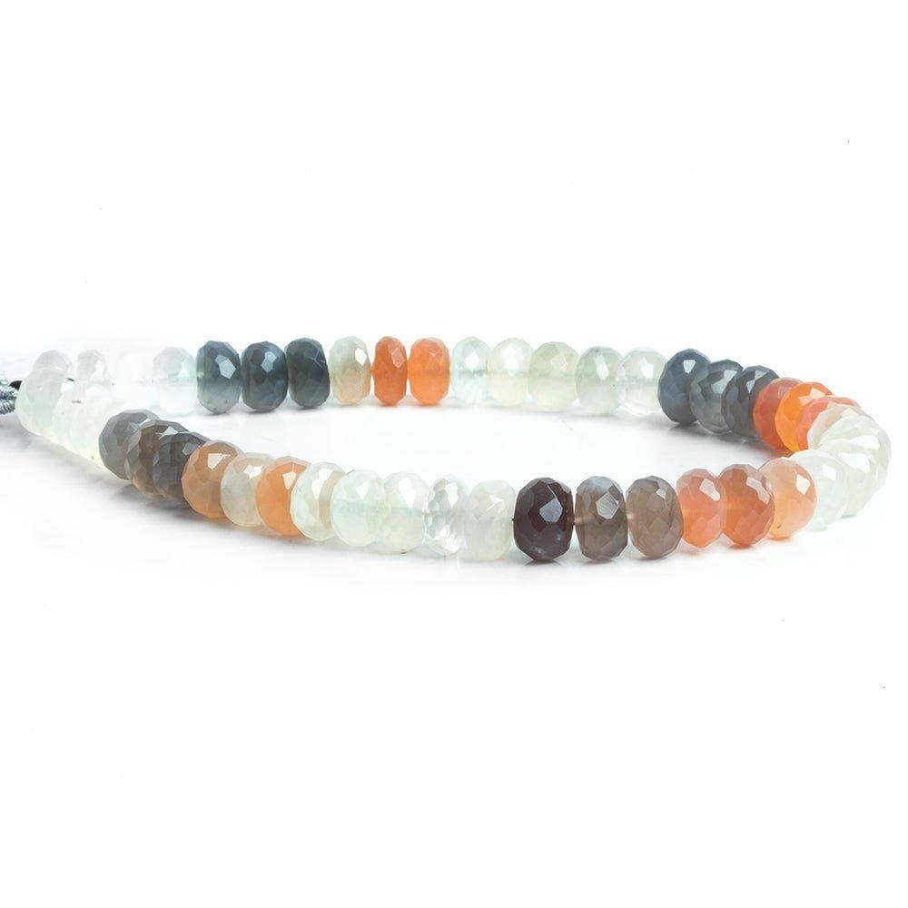 Multi Color Moonstone Faceted Rondelle Beads 9 inch 45 pieces - The Bead Traders