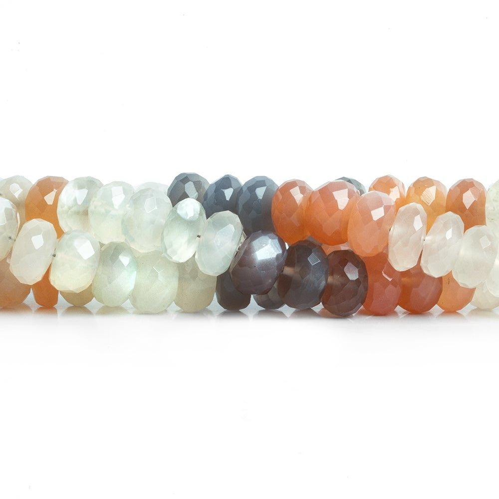 Multi Color Moonstone Faceted Rondelle Beads 9 inch 45 pieces - The Bead Traders