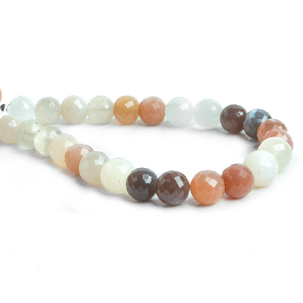 Multi Color Moonstone Faceted Round Beads 9 inch 25 pieces - The Bead Traders
