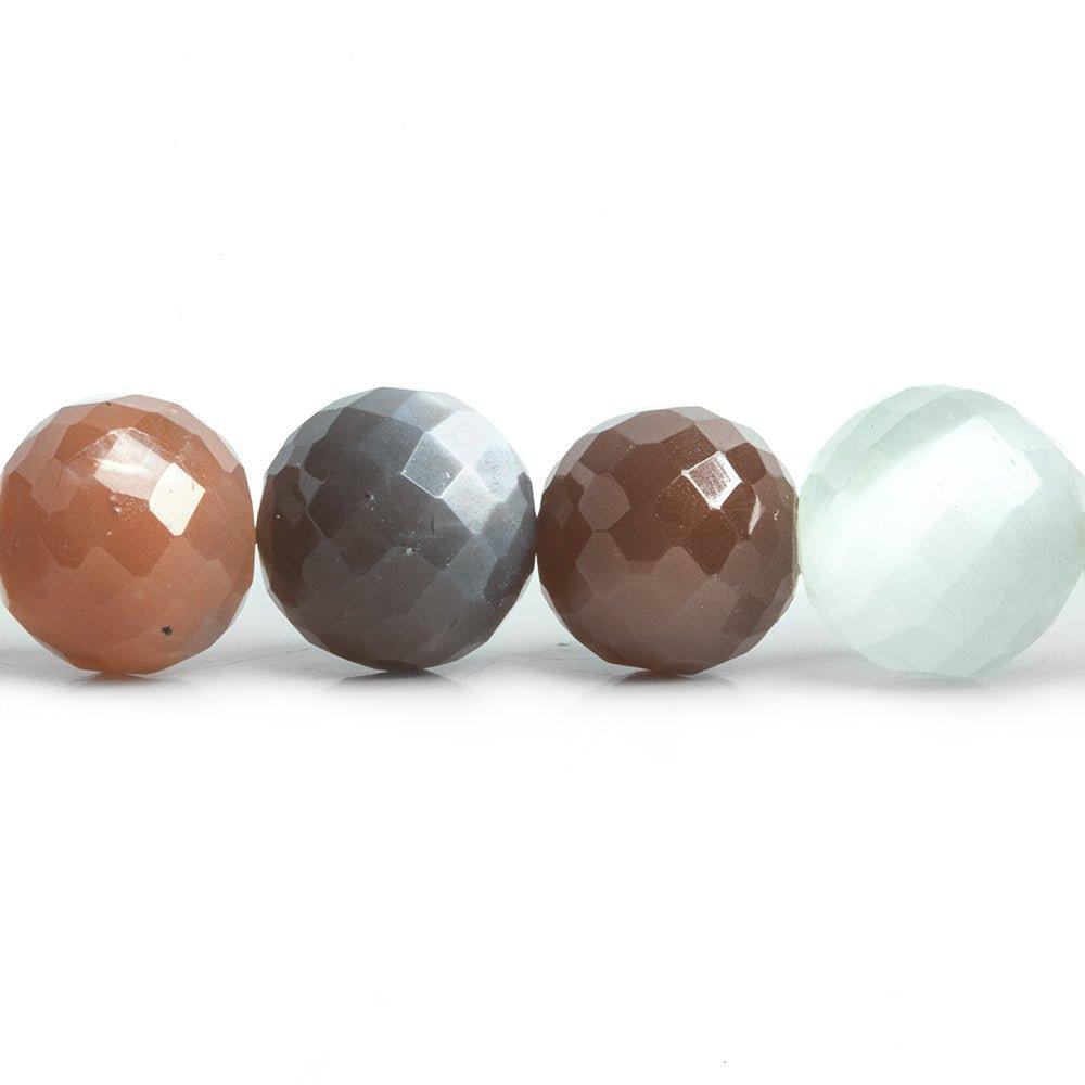 Multi Color Moonstone Faceted Round Beads 9 inch 25 pieces - The Bead Traders