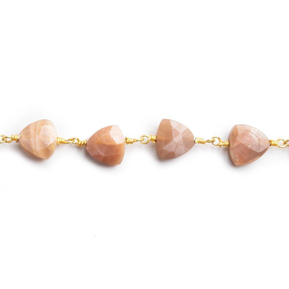 Multi Color Moonstone Faceted Trillion Gold Plated Chain by the Foot 23 pieces - The Bead Traders