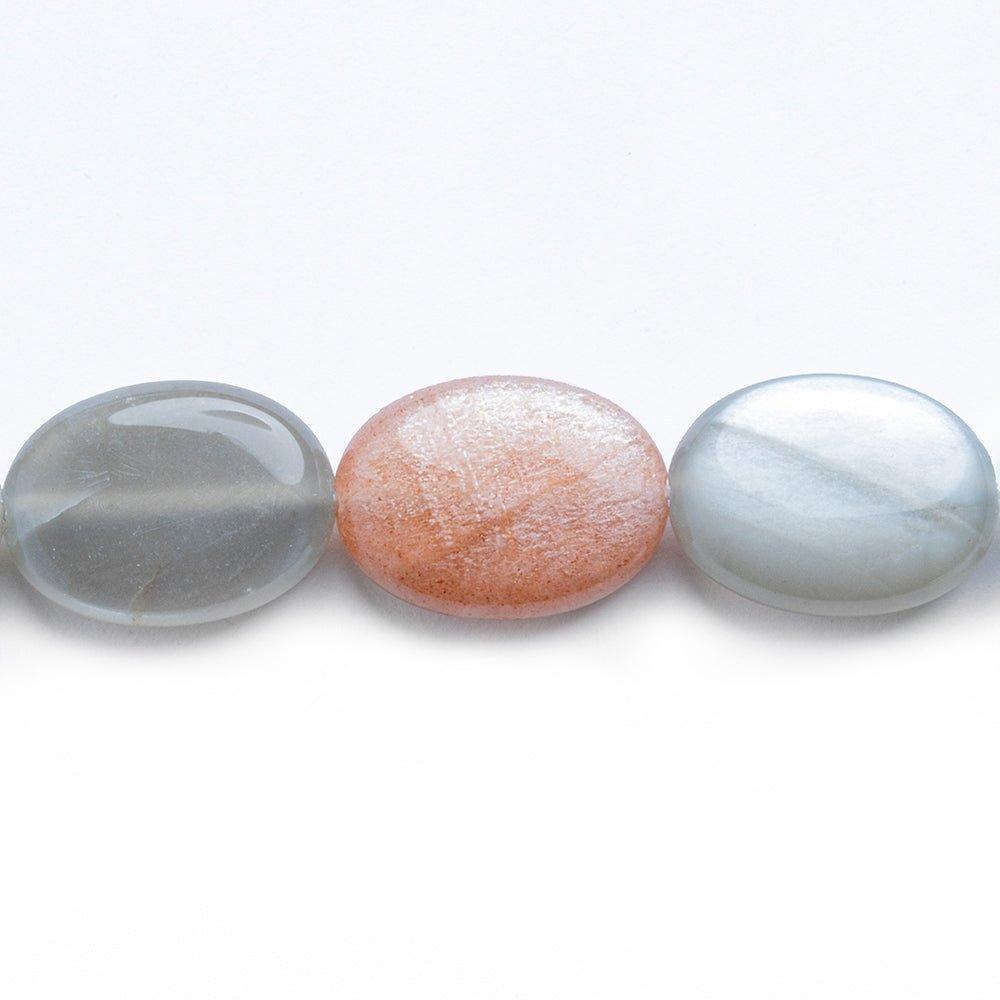 Multi Color Moonstone Plain Oval Beads 16 inch 26 pieces - The Bead Traders