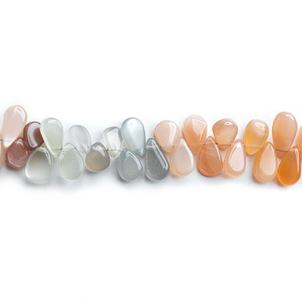 Multi Color Moonstone Plain Pear Beads 8 inch 65 pieces - The Bead Traders