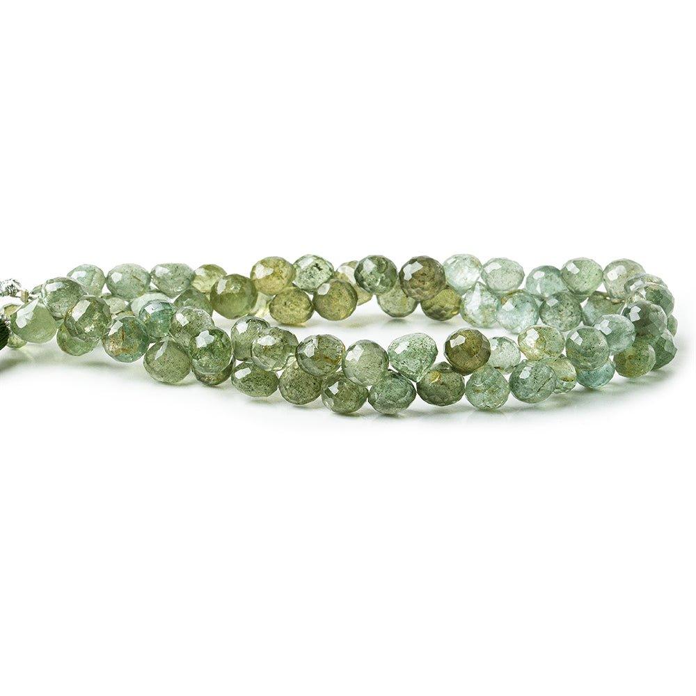 Multi Color Moss Aquamarine Faceted Candy Kiss 6mm 8 inch 68 beads A - The Bead Traders