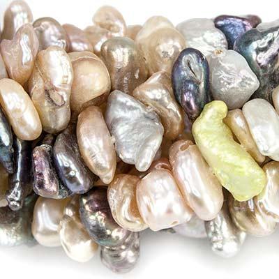 Multi Color Multi Drilled Keshi Freshwater Pearls, 5x7-11x4mm, 15" length, 130 pcs - The Bead Traders