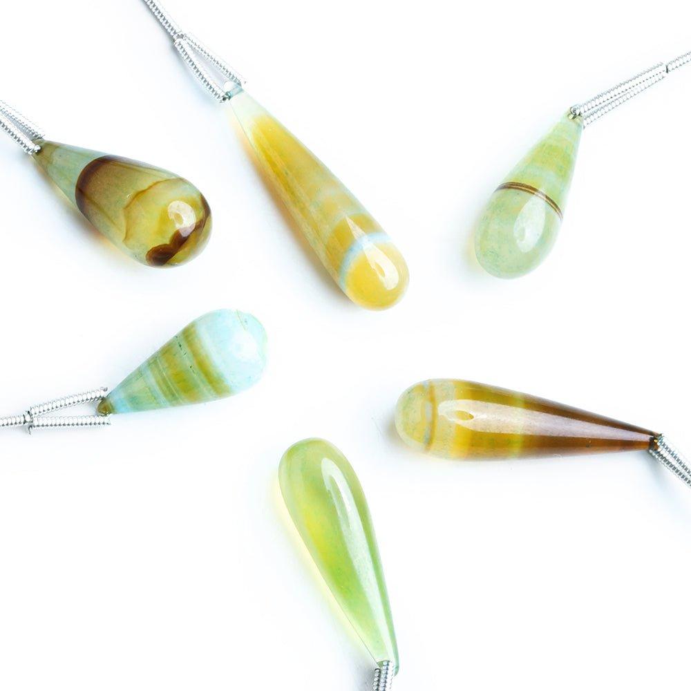 Multi Color Seaglass Chalcedony Teardrop Focal Bead 1 Piece - The Bead Traders