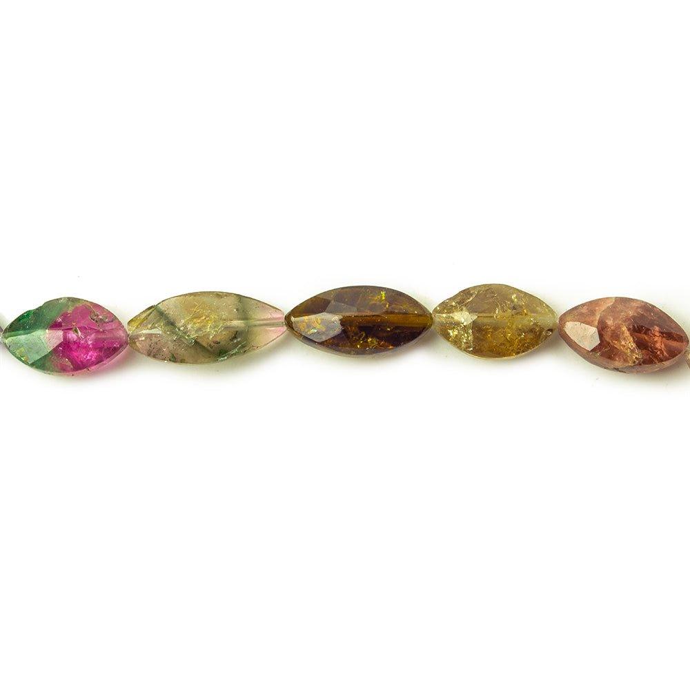 Multi Color Tourmaline Beads Faceted 8x5mm Marquise, 14inches, 42 pcs - The Bead Traders