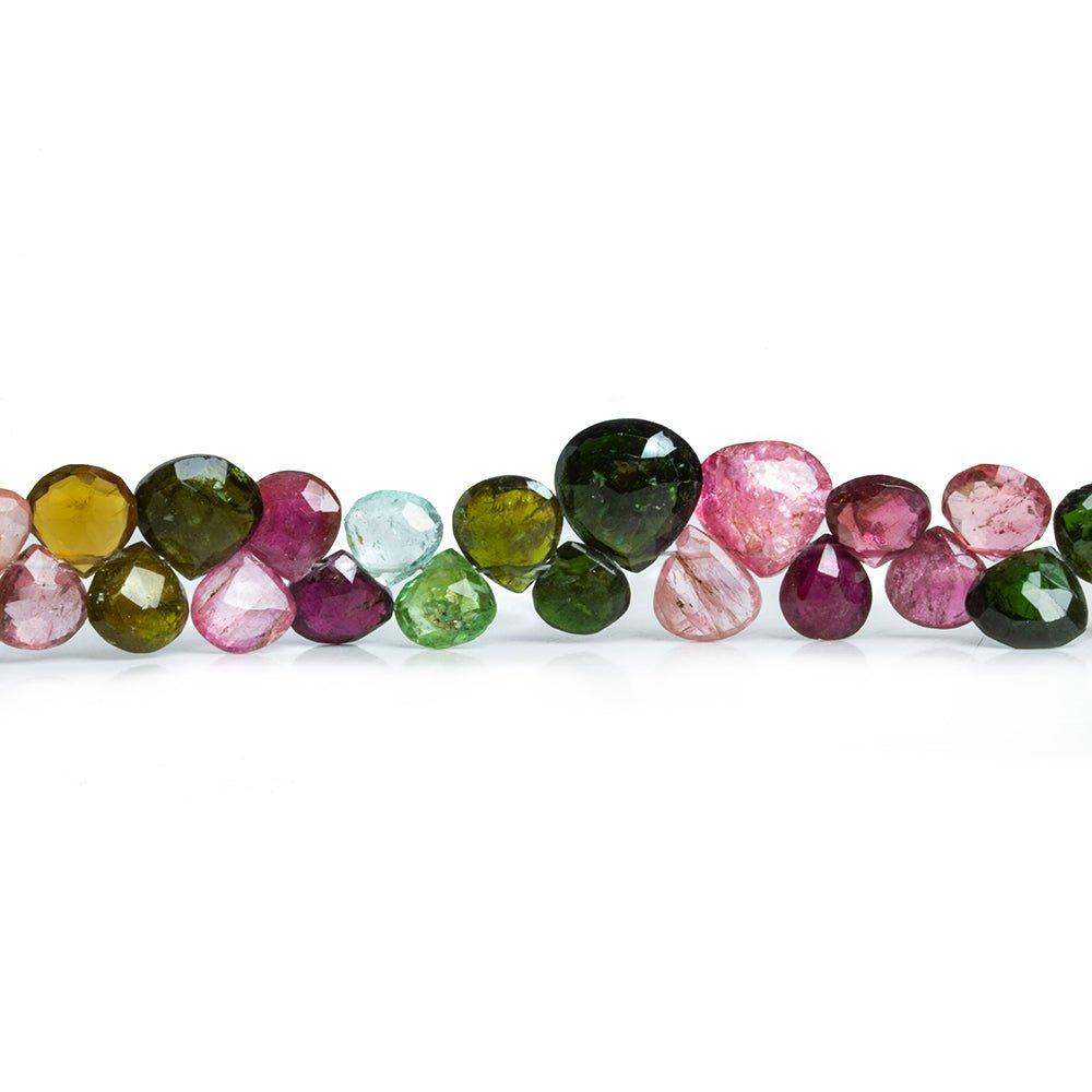 Multi Color Tourmaline Faceted Heart Beads 7 inch 50 pieces - The Bead Traders