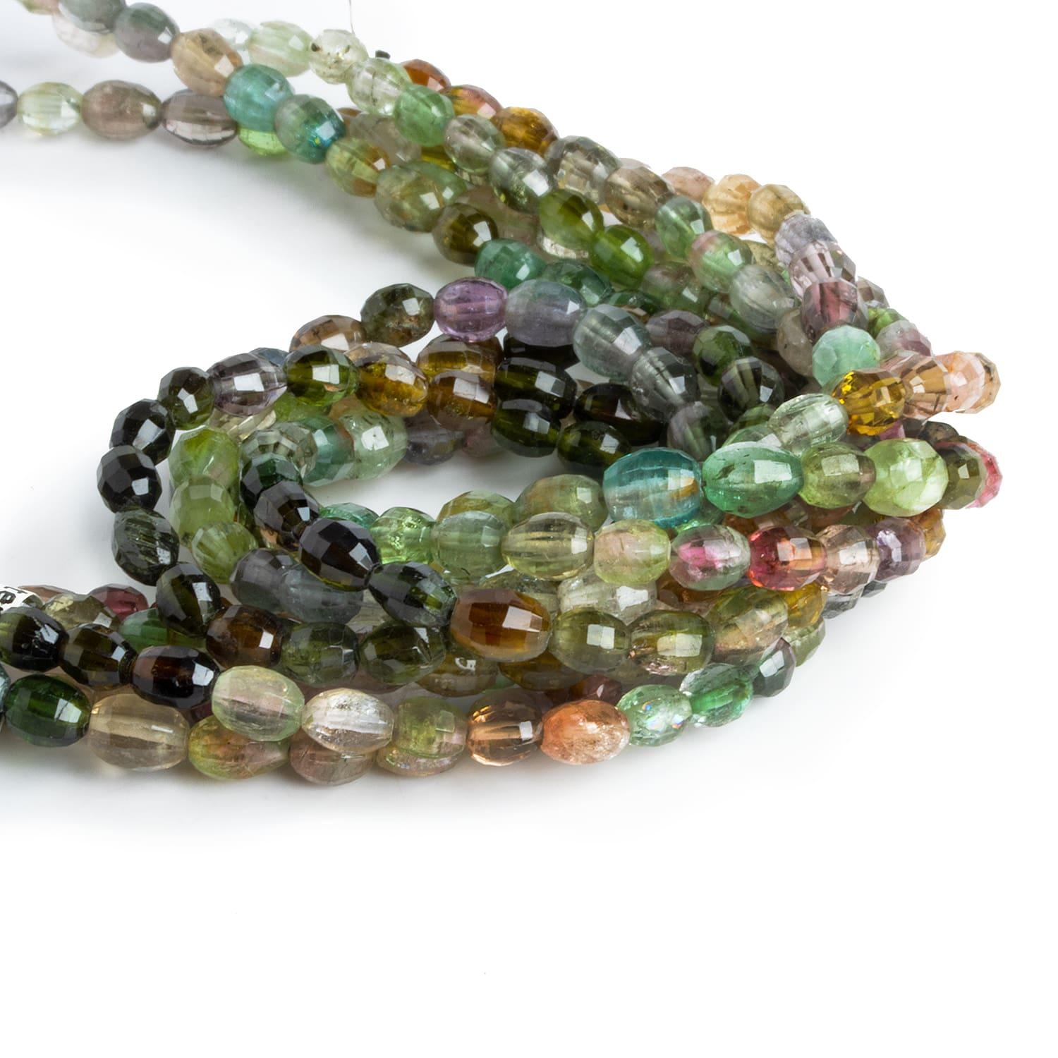 Multi Color Tourmaline Faceted Ovals 13 inch 60 beads - The Bead Traders