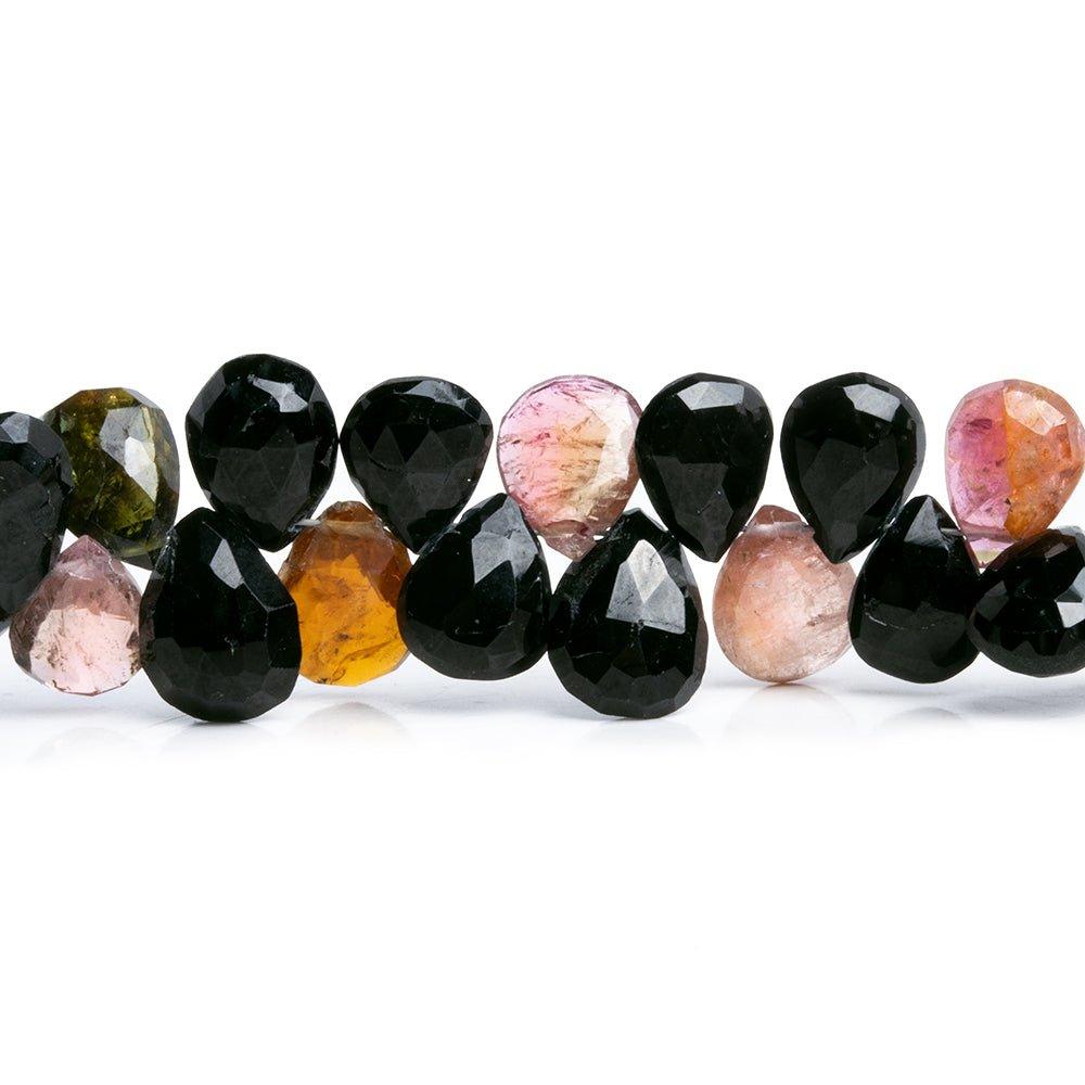 Multi Color Tourmaline Faceted Pear Beads 7 inch 50 pieces - The Bead Traders