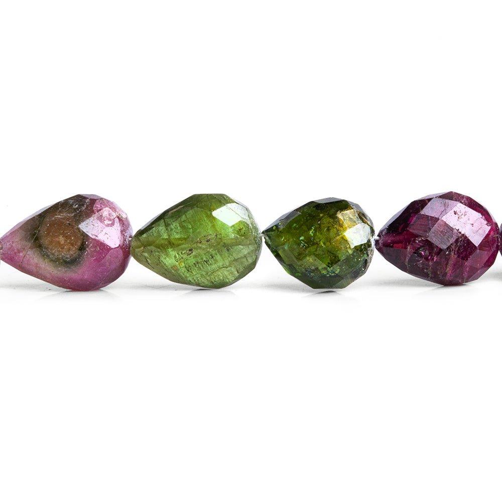 Multi Color Tourmaline Faceted Pear Beads 8 inch 15 pieces - The Bead Traders