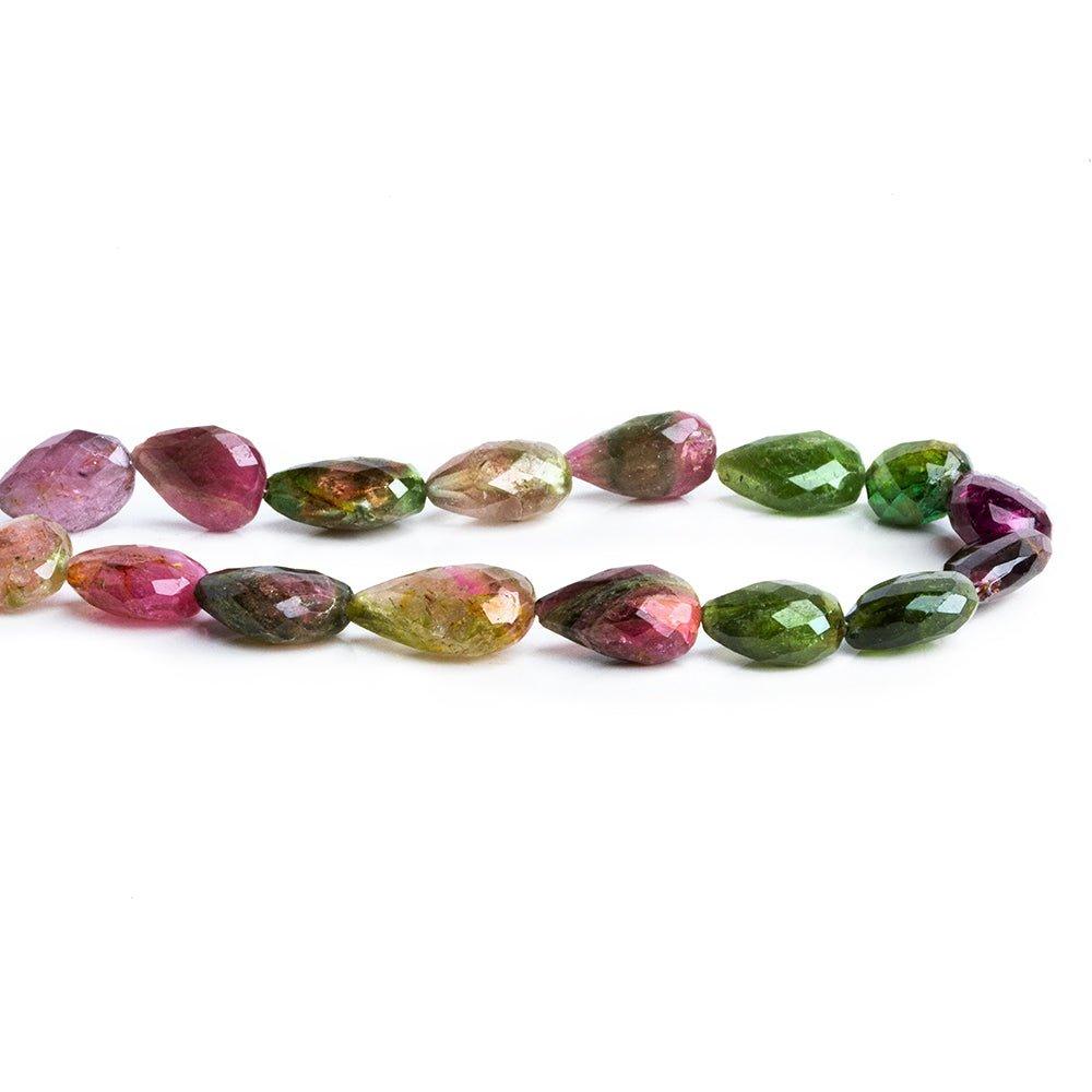 Multi Color Tourmaline Faceted Pear Beads 8 inch 15 pieces - The Bead Traders