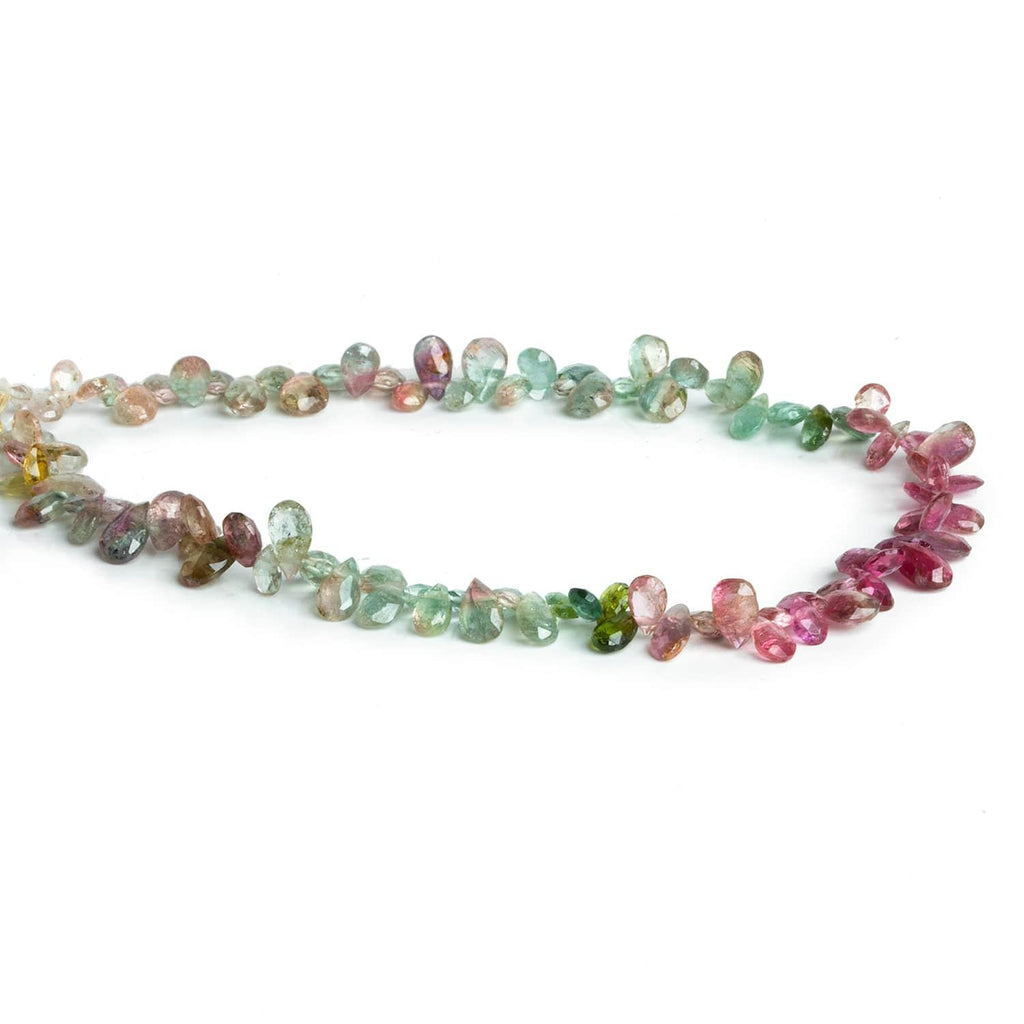 Multi Color Tourmaline Faceted Pears 8 inch 95 beads - The Bead Traders