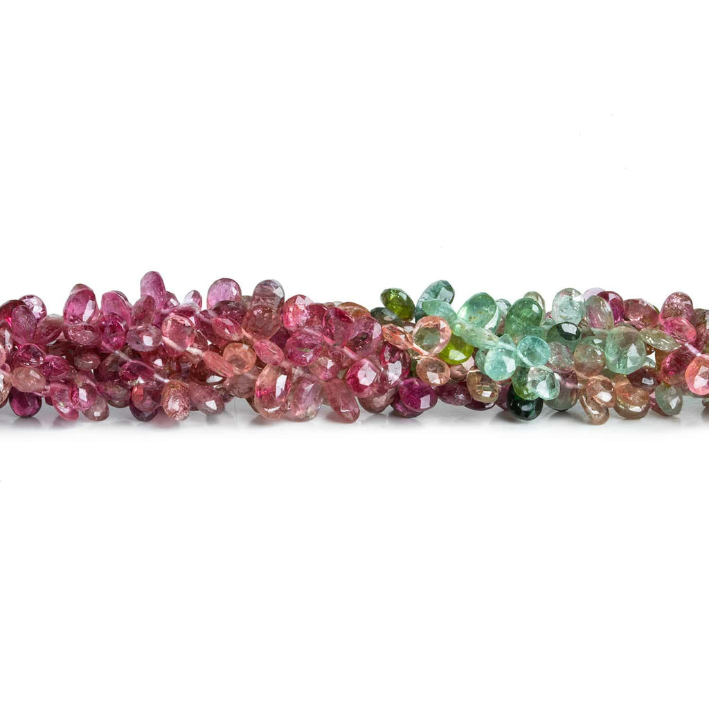 Multi Color Tourmaline Faceted Pears 8 inch 95 beads - The Bead Traders