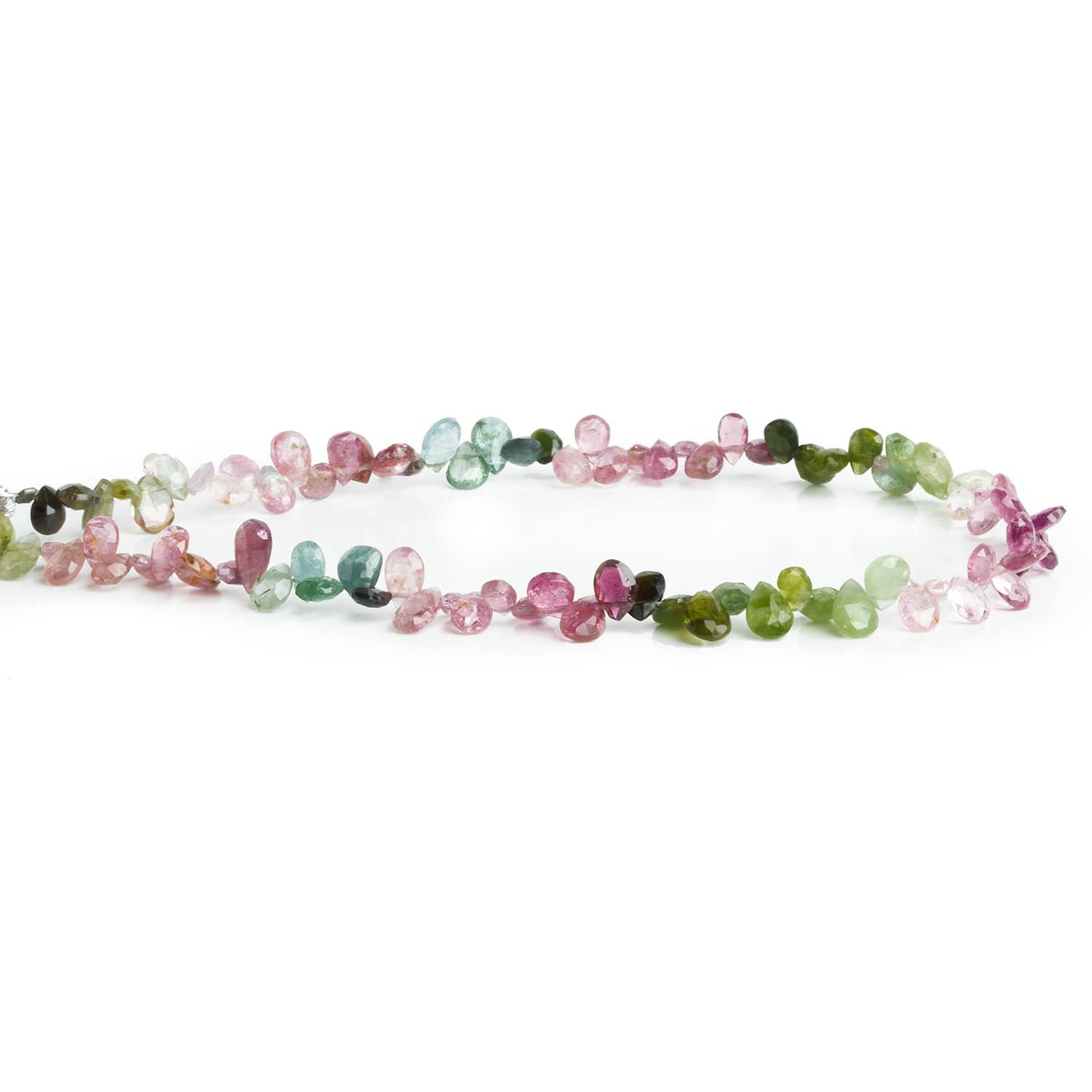 Multi Color Tourmaline Faceted Pears 8 inch 95 pieces - The Bead Traders