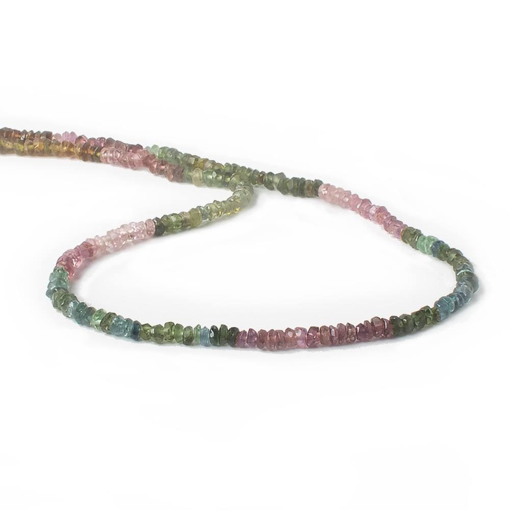 Multi Color Tourmaline Faceted Rondelle Beads, 14.5 inch, 3mm diameter, 252 pieces - The Bead Traders