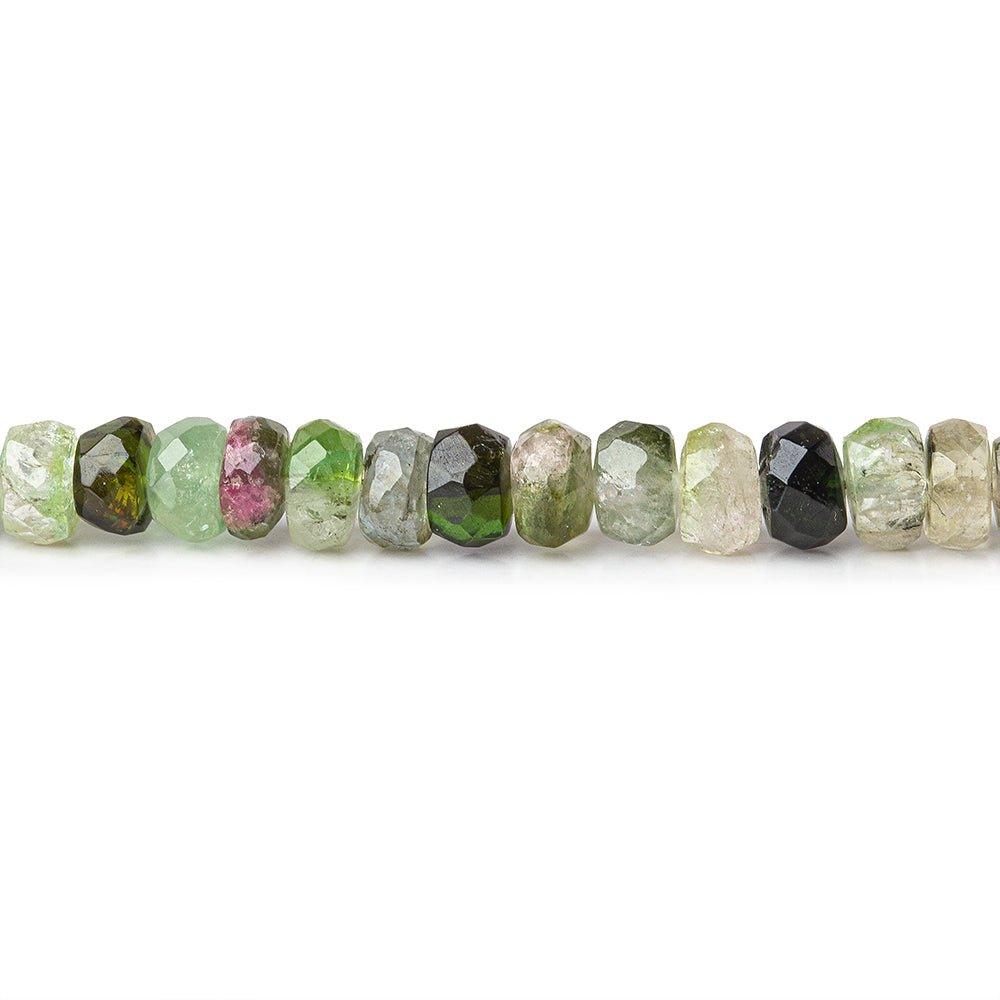 Multi Color Tourmaline faceted rondelles 14 inch 123 beads 4mm - 5mm - The Bead Traders