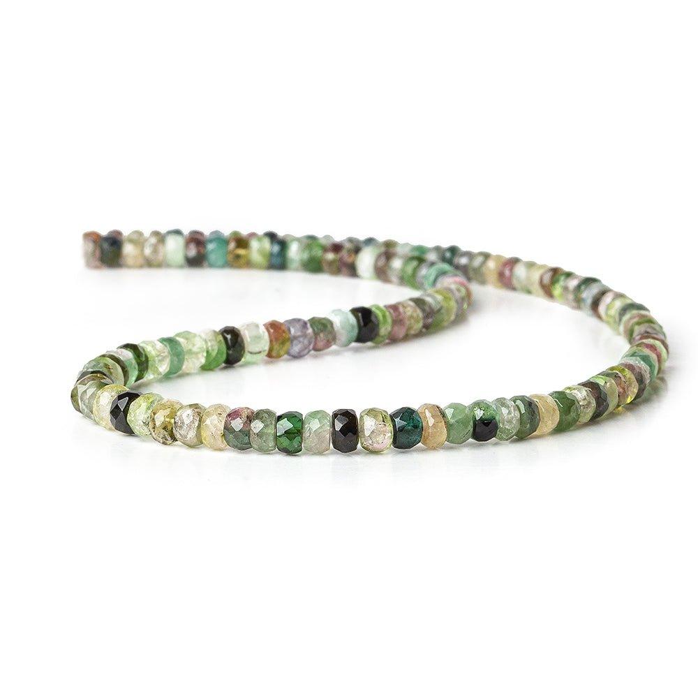 Multi Color Tourmaline faceted rondelles 14 inch 123 beads 4mm - 5mm - The Bead Traders