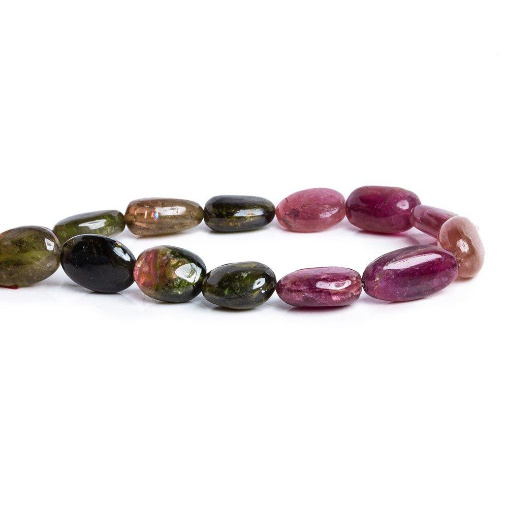 Multi Color Tourmaline Plain Oval Beads 7 inch 13 pieces - The Bead Traders