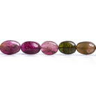 Multi Color Tourmaline Plain Oval Beads 7 inch 13 pieces - The Bead Traders