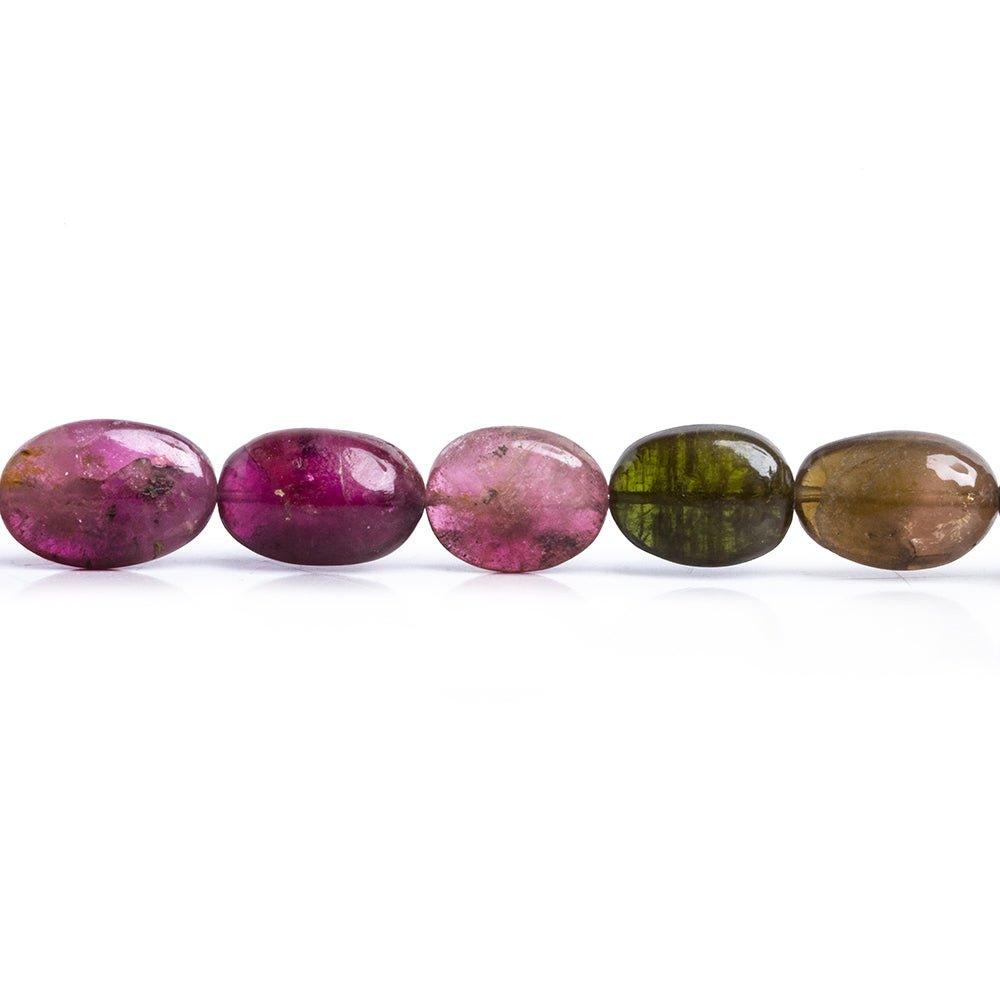 Multi Color Tourmaline Plain Oval Beads 7 inch 13 pieces - The Bead Traders